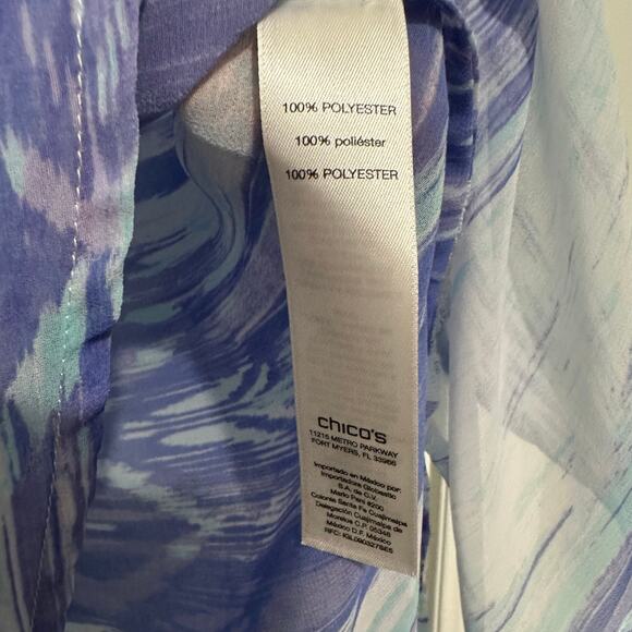 Chicos semi sheer watercolor breezy blouse size xl 3 - Picture 5 of 9